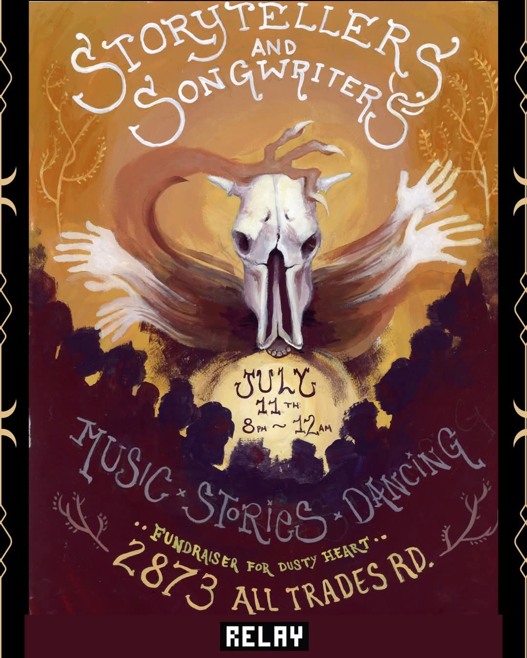 Flyer for Songwriters and Storytellers : A Dusty Heart fundraiser