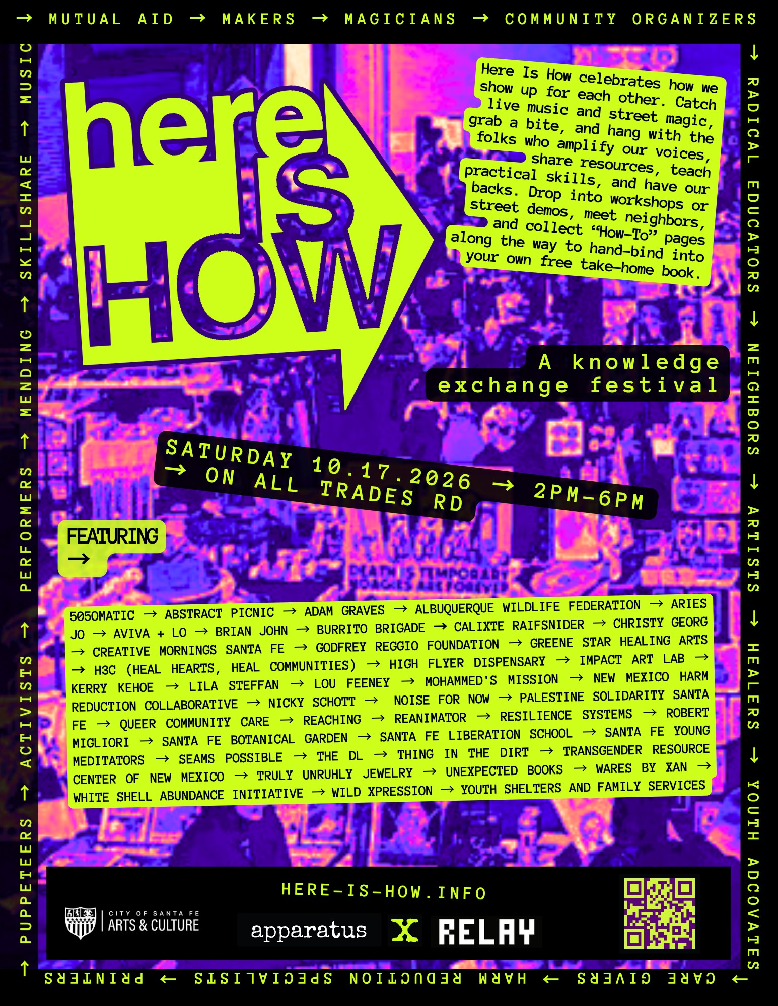 Flyer for Here Is How: A Knowledge Exchange Festival